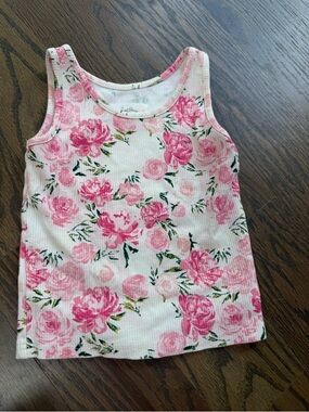SweetHoney Pink Floral Ribbed Tank Top for Girls